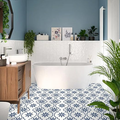 MORCART Peel and Stick Floor Tile, Vinyl Flooring Waterproof, DIY Flooring for Bathroom, Kitchen, Fireplace, Pet House, Stairs, Bedrooms, Wall (20PCS,7.87" x 7.87",Blue)