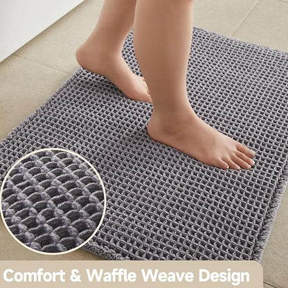 TYUU Waffle Runner Rug Bathroom, Long Boho Bath Mat, 60x24 Grey | Super Absorbent Quick Dry Bath Rug, Non-Slip Backing, Soft Waffle Washable Farmhouse Bathroom Mats, Tub, Shower & Home Decor