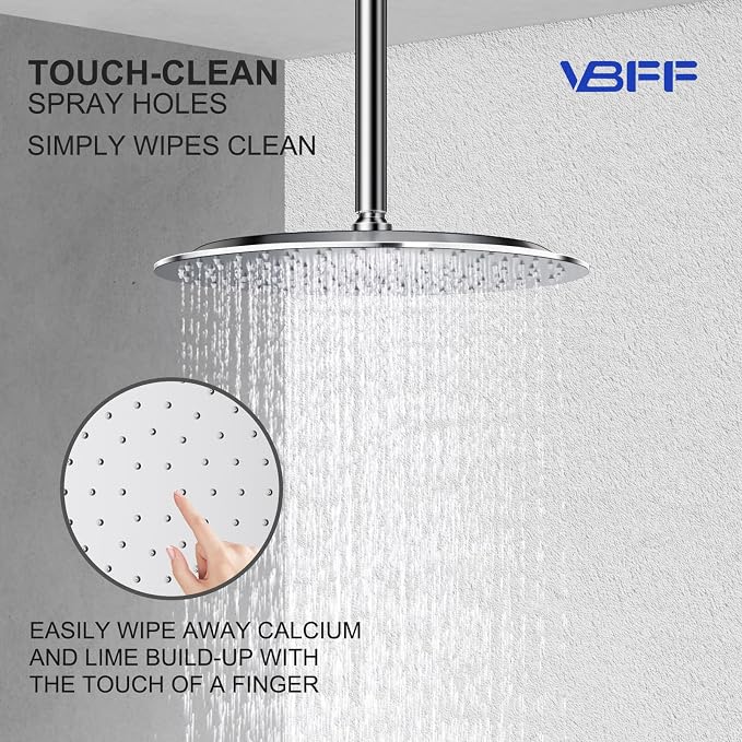 VBFF-Shower Head,rain shower head, 8 inch- Round Shower Head, 1.8 GPM Flow Rate, rainfall showerhead,VBFF11 (Chrome)