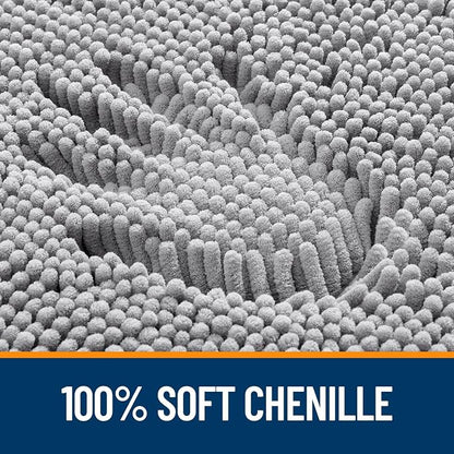 OLANLY Toilet Rugs U-Shaped 24x24, Soft Absorbent Chenille Contour Rugs | Grey, Quick-Drying Rubber Backing, Machine Washable Non-Slip Shaggy Bathroom Mat for Toilet, Home Decor Accessories