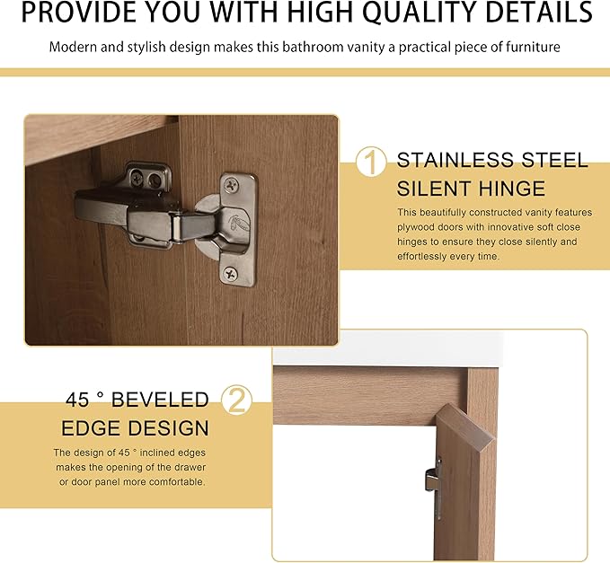 Malwee 48 Inch Floating Bathroom Vanity with Sink, 48'' Single Sink Wall Mounted Bathroom Vanity, with 2 Doors and White Resin Basin Top, Wall Hung Storage Cabinet Set (035-48)