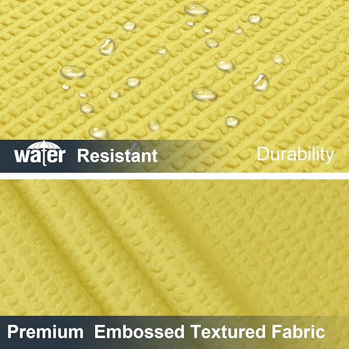 Lemon Shower Curtain for Bathroom 72x72 Inch, 3D Embossed Textured Waffle Fabric Shower Curtains, Soft Hotel Farmhouse Style, Water Repellent, Machine Washable, Lemon, 72" W x 72" L