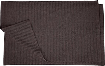 Superior Striped Bath Mat 2-Pack, 100% Combed Cotton, Luxury Spa Ribbed Texture, Durable and Washable Bathroom Mats - Black, 22" x 35" each
