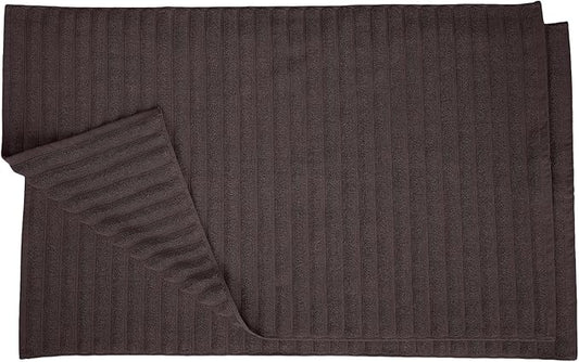 Superior Striped Bath Mat 2-Pack, 100% Combed Cotton, Luxury Spa Ribbed Texture, Durable and Washable Bathroom Mats - Black, 22" x 35" each