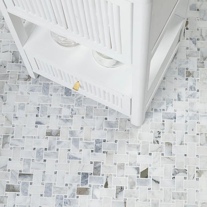 MSI Calacatta Cressa Honed Marble Basketweave Wall Tile for Kitchen Backsplash, for Bathroom, Accent, and Shower Tile, Mesh-Mounted Mosaic Tile, 12.2 x 12.2, White, 10 Piece