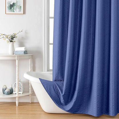Aiyufeng Royal Blue Shower Curtain, Embossed Textured Fabric Shower Curtain for Bathroom - Soft Cloth & Hotel Spa Luxury, Water Repellent, Machine Washable, 72X72, Blue