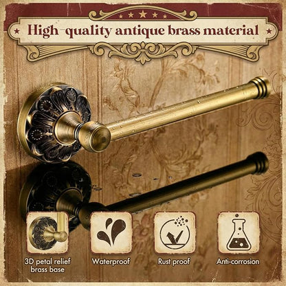 Cinnvoice 6 Pcs Antique Brass Bathroom Accessories Set 24 Vintage Bronze Towel Rack, Toilet Paper Holder, Hand Wash Cloth Holder and Rotatable Towel Ring Wall Mounted Antique Gold Hardware Supply
