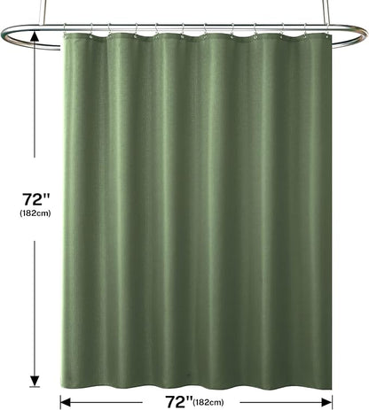 3 in 1 Shower Curtain Set, Green Shower Curtain and Liner Set with 12 Double Sided Shower Curtain Hooks, Cloth Shower Curtains for Bathroom,Waterproof, 72" W*72" H