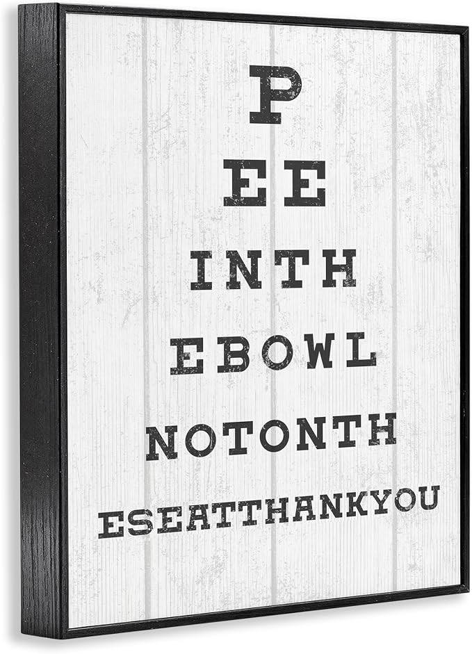 Humor Bathroom Eye Chart, 16 x 20 Inch Framed Giclée Print | Stupell Industries · By Lil' Rue · Ready to hang · Easy gift for bath or laundry · Made in USA