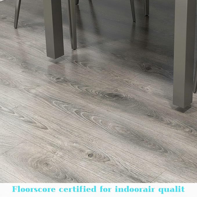 Lareko 108 Sq.Ft,Wood Peel and Stick Floor Tiles,72 Pack Grey Vinyl Flooring (No Adhesive Residue) 36"×6" Waterproof and Non-Slip Laminate Flooring for Renters Bathroom, Living Room(Smoke Grey