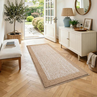44x24 Large Bathroom Rugs Washable Non Slip, Beige Bath Mat for Bathroom Floor Tub, Soft Absorbent Quick Dry Mats for Shower, Bathtub,Home Decor