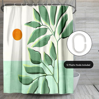 Americanflat 71x74 Boho Shower Curtain - Water-Resistant Long Shower Curtain with Durable Metal Grommets and 12 Hooks - 100% Polyester - Ivory, Burnt Orange and Green Bathroom Curtains