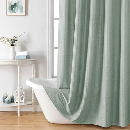 Aiyufeng Moga Extra Long Sage Green Shower Curtain 96 Inch Long, Embossed Texture Fabric Bathroom Shower Curtain, Large Hotel Bath Curtain with 12 Holes, 72Wx96H, Sage Green