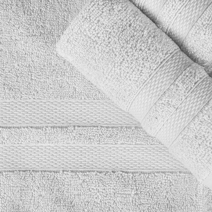 Superior Ultra-Soft 4-Piece Cotton Bath Towel Set, Home Essentials Includes 4 Bath Towels, Absorbent Towels for Daily Use, Guest/Master Bathroom Decor, Shower Basics, Quick Dry - Silver