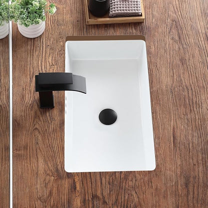 22 Inch Undermount Bathroom Sink Rectangular Undermount Sink White Ceramic Under Counter Bathroom Sinks with Flat Overflow Type (21.8"x 14")