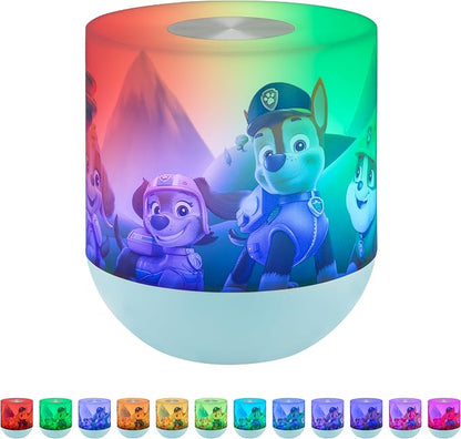 Lights By Night PAW Patrol Color Changing Kids Bedside Lamp, Touch Control | Night Light for Kids, 12 Color Modes and Dimmable Warm White Light for Kids Room, Nursery, and Bedroom, USB Powered