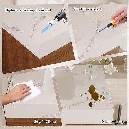 30 inch Modern Floating Bathroom Vanity with Ceramic Sink and Faux Marble Countertop, Wall-Mounted Bathroom Sink Cabinet with 2 Soft Closing Drawers for Bathroom, Powder Room, Apartment, Walnut
