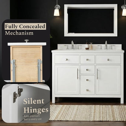 Lavanti Oakford 48 Inch Bathroom Vanity with Sink – Stylish White Vanity Bathroom with Storage Cabinet – Modern Bathroom Vanities with Double Vanity Sink & Quartz Countertop