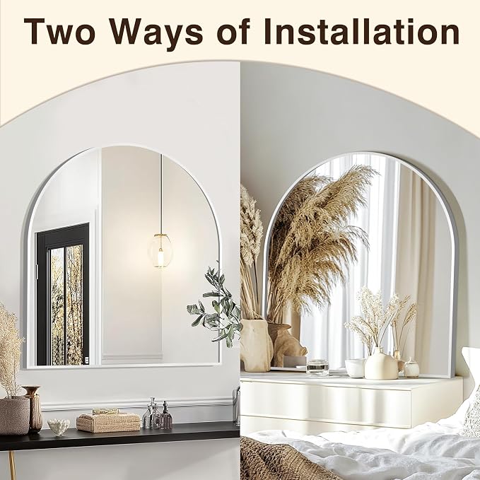 FICTOR 30" x 32" Arched Bathroom Vanity Mirror for Over Sink, Silver | Anti-Rust Metal Framed, HD Tempered Shatter-Proof Glass, Modern Wall Mirror for Entryway, Living Room, Bedroom