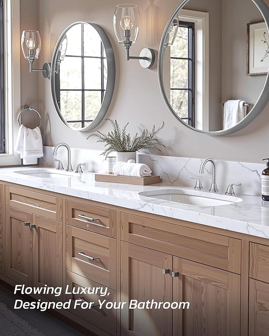 Bathroom Sink Faucet 3 Hole Brushed Nickel, ARCORA 8 Inch Widespread Bathroom Faucet, 2 Handles Bathroom Faucet with Pop Up Drain and cUPC Supply Lines