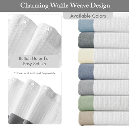 Madison Park Spa Waffle Weave Stall Shower Curtain, 36 x 72, Charcoal | Striped, Pieced Fabric Design, 3M Scotchgard Moisture Management, Hotel Quality, Modern, for Bathroom, OEKO-TEX Certified
