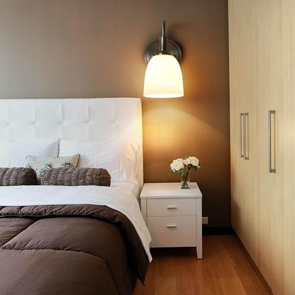 Vintage Traditional 1-Light Indoor Wall Sconce with Frosted Glass Bathroom Bedroom Hallway, 10.6" H x 5.3" W, Brushed Nickel