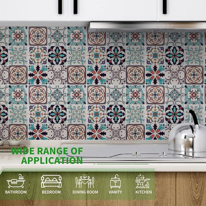 LONGKING Peel and Stick Backsplash Tile Stickers, Maximum Blue Green Tile for Kitchen, Stick on Wall Tiles (10 Sheets) | Peel and stick backsplash, self-adhesive wall tile, Blue Green, waterproof, kitchen bathroom wall, 10-sheet