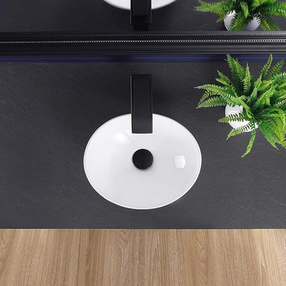 Vessel Sink 14"x11" Oval Bathroom Sink Modern White Porcelain Ceramic Above Counter Vanity Sink for Bathrooms Art Basin