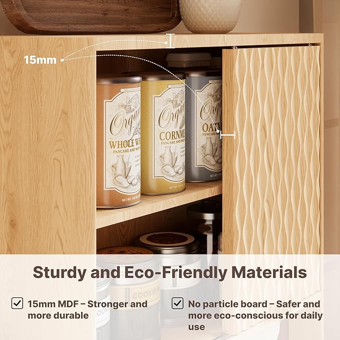 Bathroom Wall Cabinet, Modern Medicine Cabinet with Sliding Door, Storage Cabinet Wall Mounted for Kitchen Dining Room Living Room, Natural Oak