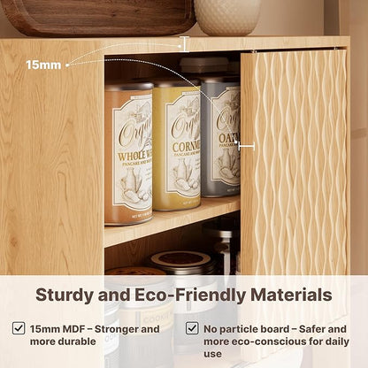 Bathroom Wall Cabinet, Modern Medicine Cabinet with Sliding Door, Storage Cabinet Wall Mounted for Kitchen Dining Room Living Room, Natural Oak