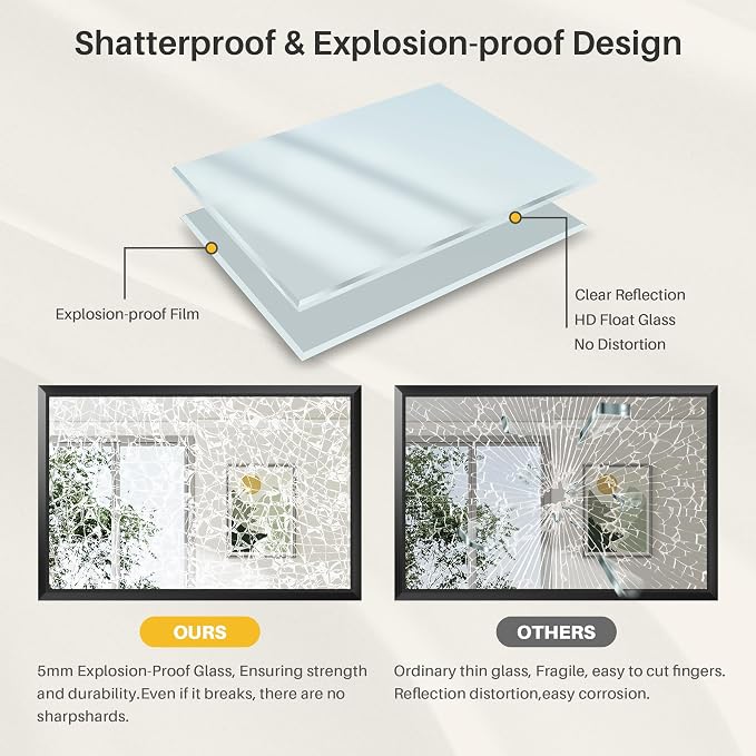 Black Metal Framed Bathroom Wall Mirror, 22x30 Inch | Anti-rust, HD tempered glass, for bathroom vanity, bedroom, living room, horizontal or vertical mount