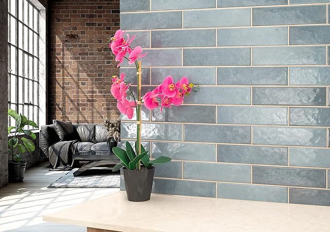 MSI Renzo Denim 3 Inch x 12 Inch Glossy Ceramic Subway Tile for Bathroom, Kitchen Backsplash, Accent Wall, and Shower