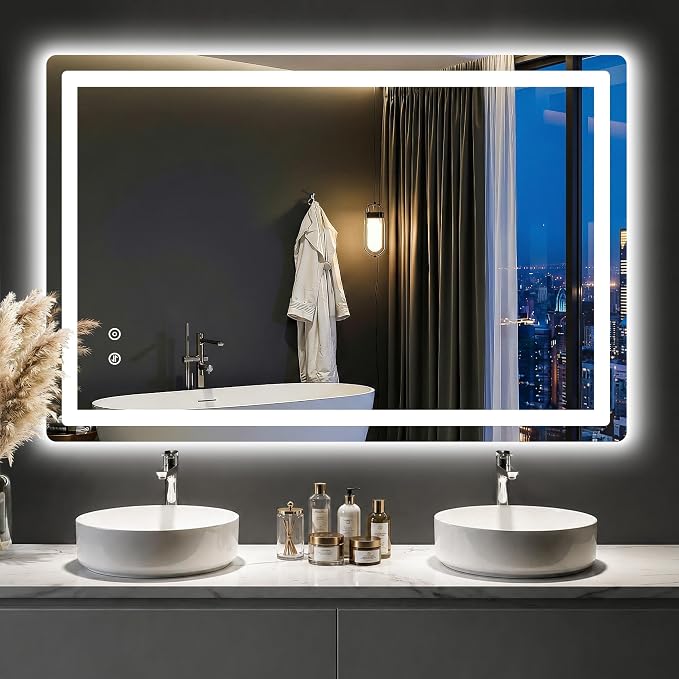 LED Bathroom Mirror with Lights, 30"x45" Lighted Vanity Mirror for Wall | Anti-Fog, Dimmable 3 Color Light, Backlit+Frontlit, Shatterproof Tempered Glass, Memory Function