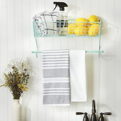DII Rustic Bathroom Décor, Metal Storage, Large Towel Bar, Aqua