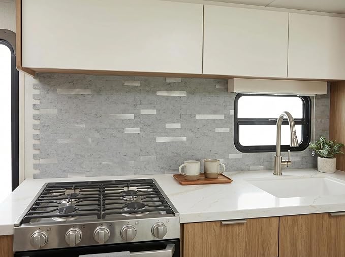 Yipscazo Peel and Stick Backsplash Tiles, PVC Wall Tiles Stick on Backsplash for Kitchen, Bathroom (20 Packs, Black Wood)