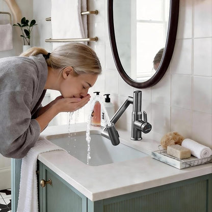 Lefton Rotatable Bathroom Faucet with Temperature Display in Fahrenheit (Batteries-Free), 3 Water Modes, Dark Grey, BF2204-2