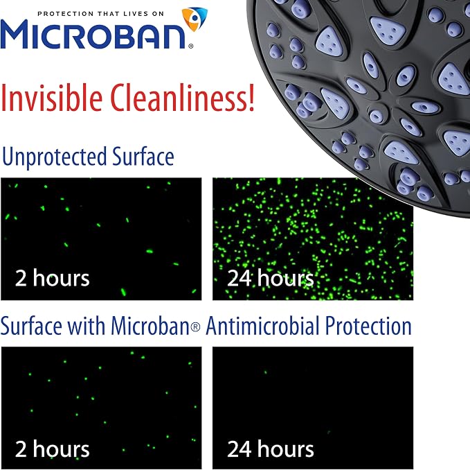 AquaDance Antimicrobial – Anti-Clog High-Pressure 6-Setting Shower Head with Microban Nozzle Protection from Growth of Mold, Mildew & Bacteria for Stronger Shower! 4" Sunset Blue