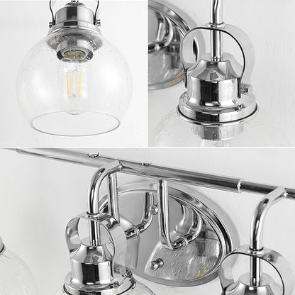 JONATHAN Y 36.25" Chrome Shirley 5-Light Bathroom Vanity Light, Metal Wall Sconce, Clear Seeded Glass Shade, Modern Transitional Farmhouse Fixture, LED Bulbs Included (JYL7906A)