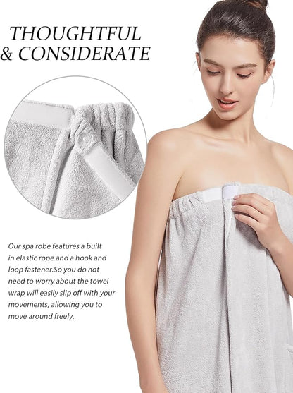 Women'S Soft Wrap Towel Full Length，Bath Robe After Shower Female Plush Long，Spa Bathrobes Lightweight With Pockets