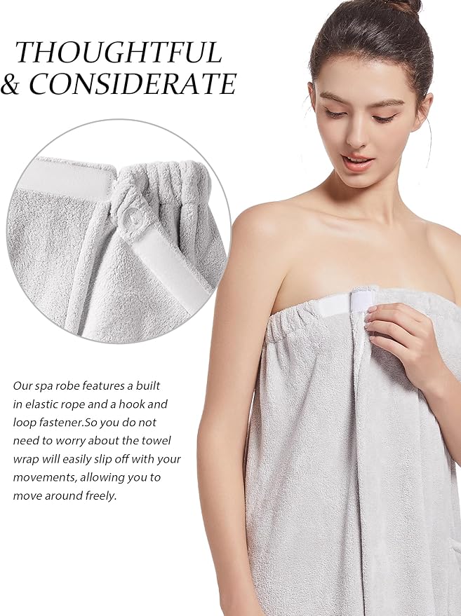 Women'S Soft Wrap Towel Full Length，Bath Robe After Shower Female Plush Long，Spa Bathrobes Lightweight With Pockets