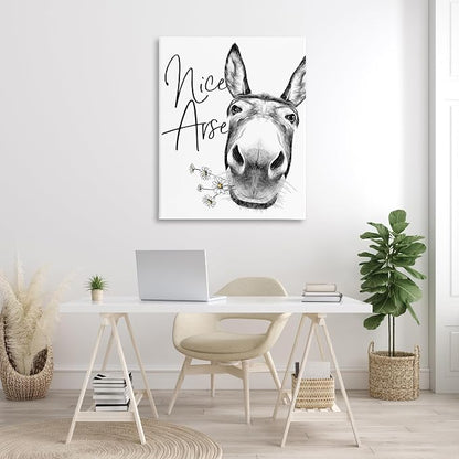 Stupell Industries 'Nice Arse Donkey Pun', Canvas Art, 36 x 48 Inches, Easy to Hang and Sturdy, Made in USA, by Lettered and Lined | Stupell Industries | 36 x 48 Inches, Easy to Hang and Sturdy, Made in USA, by Lettered and Lined
