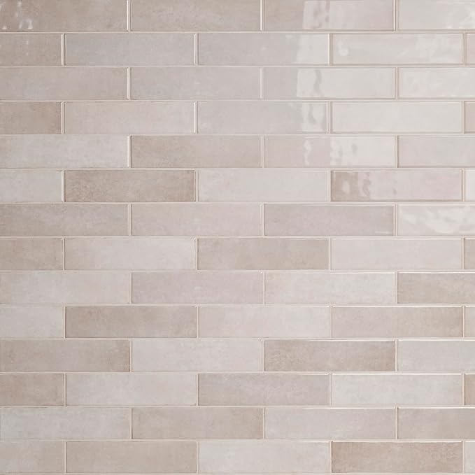 M S International Renzo Sterling Glossy Ceramic Subway Tile for Bathroom, Kitchen Backsplash, Accent Wall, and Shower - Sample