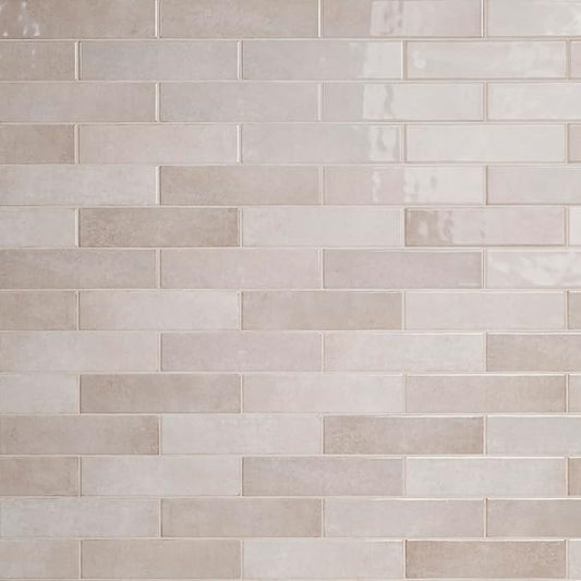 M S International Renzo Sterling Glossy Ceramic Subway Tile for Bathroom, Kitchen Backsplash, Accent Wall, and Shower - Sample