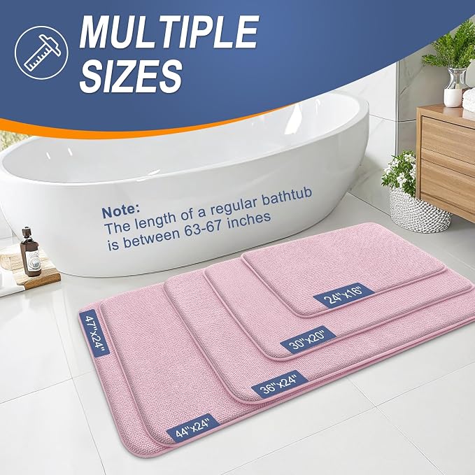 OLANLY Memory Foam Bathroom Runner Rugs 59x20, Long Bath Mats, Dusty Rose | Soft Quick Dry Bath Rugs, Non-Slip, Absorbent Machine Washable Mat for Bathroom Floor, Tub and Shower, Home Decor Accessories
