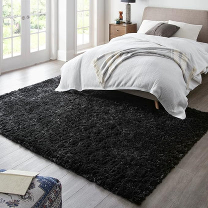 Ophanie 6x9 Black Rugs for Living Room, Large Fluffy Shag Fuzzy Plush Soft Area Rug, Floor Shaggy Carpets for Bedroom, Carpet for Kids Boys Girls Dorm Nursery Decor with Over 99 pcs Pile fibers
