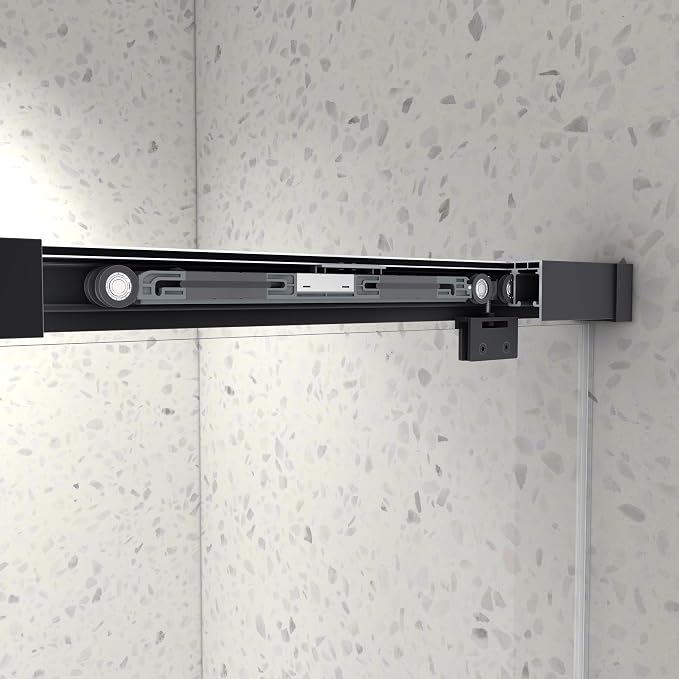 Frameless Shower Door 54"x76"-5/16"(8mm) Tempered Glass Double Sliding Bathroom Door,Matte Black,Adjustable Soft Closing Design for Spa,Bathrooms (SGCC Certified)