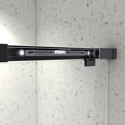 Frameless Shower Door 54"x76"-5/16"(8mm) Tempered Glass Double Sliding Bathroom Door,Matte Black,Adjustable Soft Closing Design for Spa,Bathrooms (SGCC Certified)