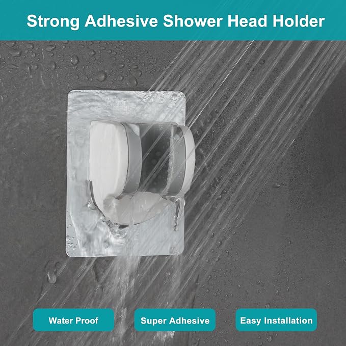 GwernKB Handheld Shower Head with Hose and On Off Switch,Water Saving | 3 Mode High Pressure Spray,for RV,Camper,Bathroom,No Drilling Wall Mount Adhesive Shower Holder,No Hurt to Wall,White