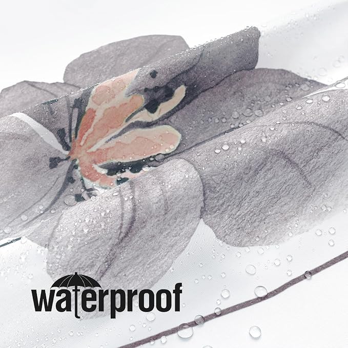Charcoal Grey Watercolor Floral Fabric Shower Curtain, 72x72 | Waterproof Fabric, Modern Minimalist Floral Print, Machine Washable, Rustproof Grommets, Fade Resistant, for Bath Home RV