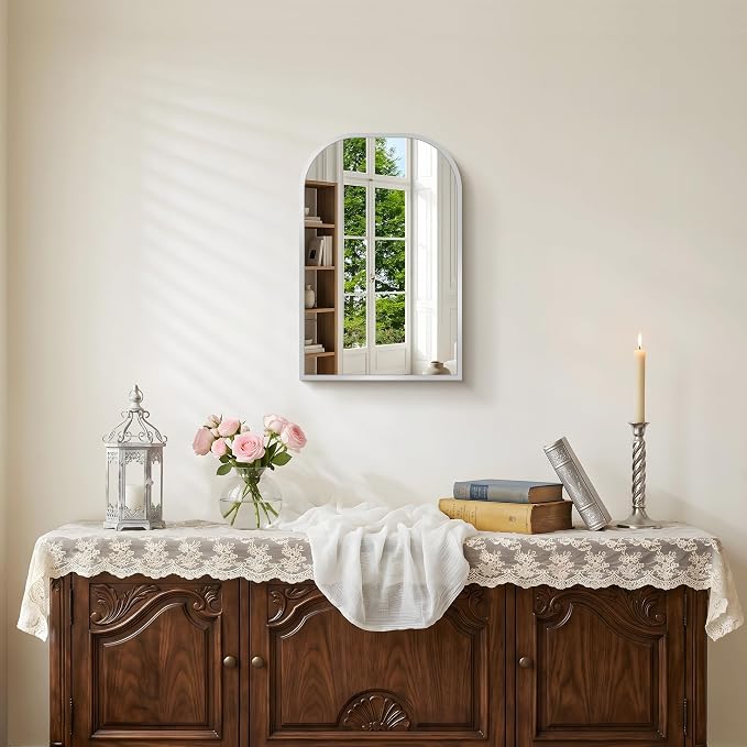 COFENY Bathroom Mirror, 16x24 inch Silver Rectangle Wall Mounted Mirror with Thin Frame, Bathroom Vanity Mirrors for Over Sink, Entryway, Living Room, Bedroom